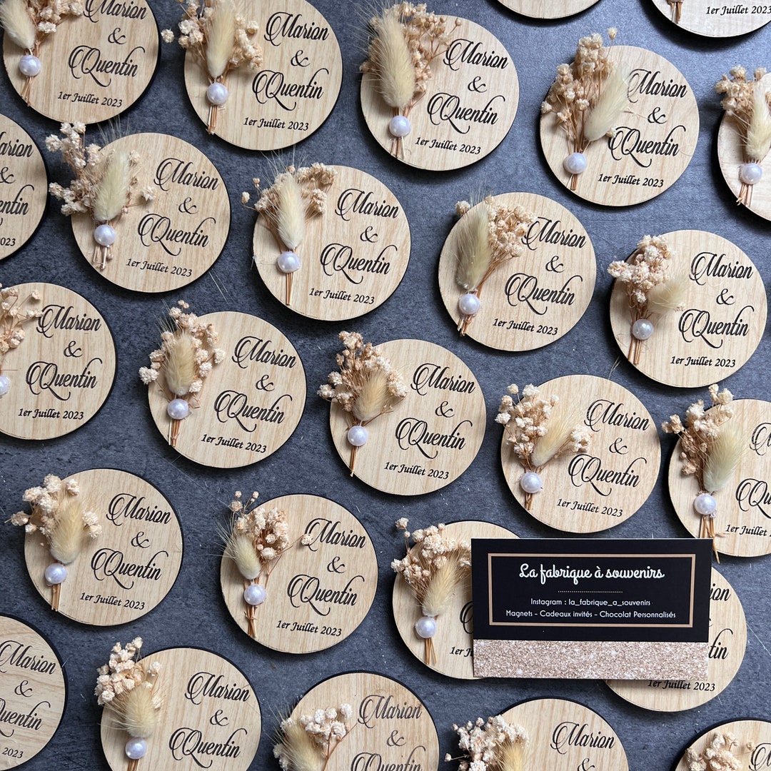 Magnet Bois Pour mariage / baptême , cadeau pour invité mariage - Etsy ...
