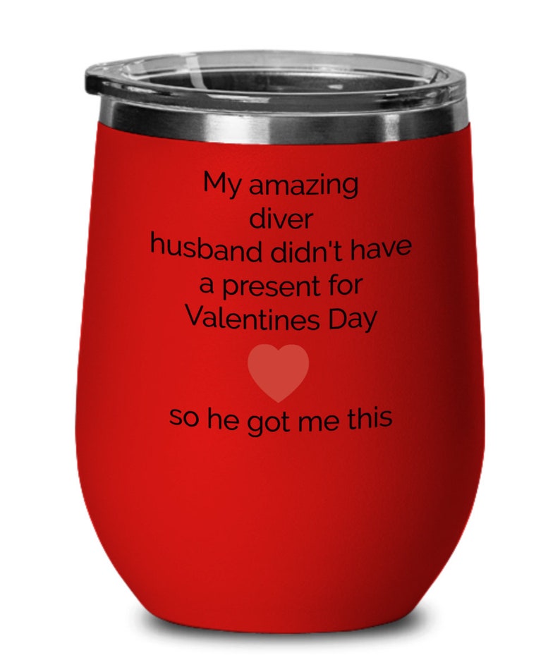 funny present husband wife be my valentine hot married couples gift diver Best Colored wine glass best day