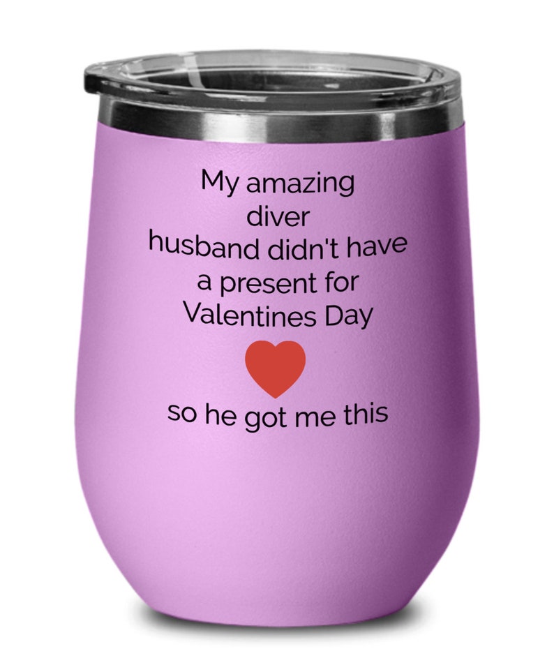 funny present husband wife be my valentine hot married couples gift diver Best Colored wine glass best day