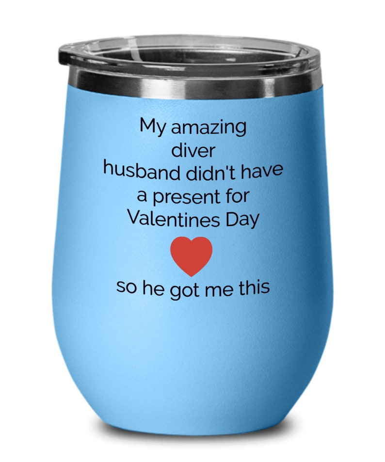 funny present husband wife be my valentine hot married couples gift diver Best Colored wine glass best day