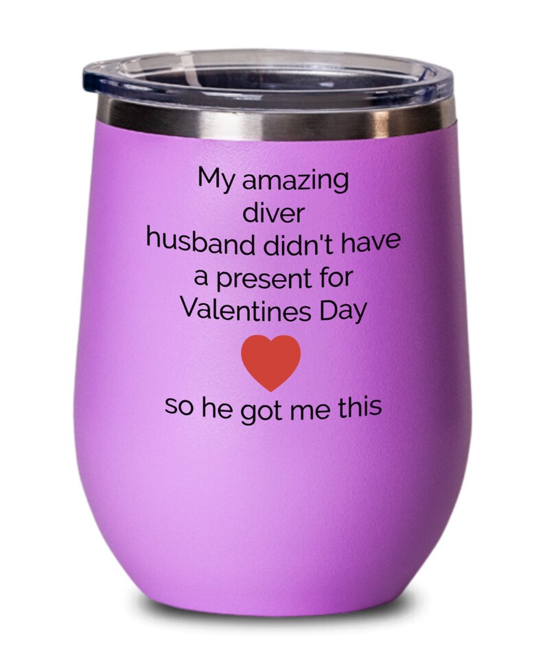 funny present husband wife be my valentine hot married couples gift diver Best Colored wine glass best day