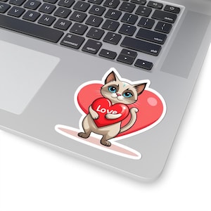 Siamese Kitten Cat Perfect Gift Love Hearts for Pet Owners Cartoon