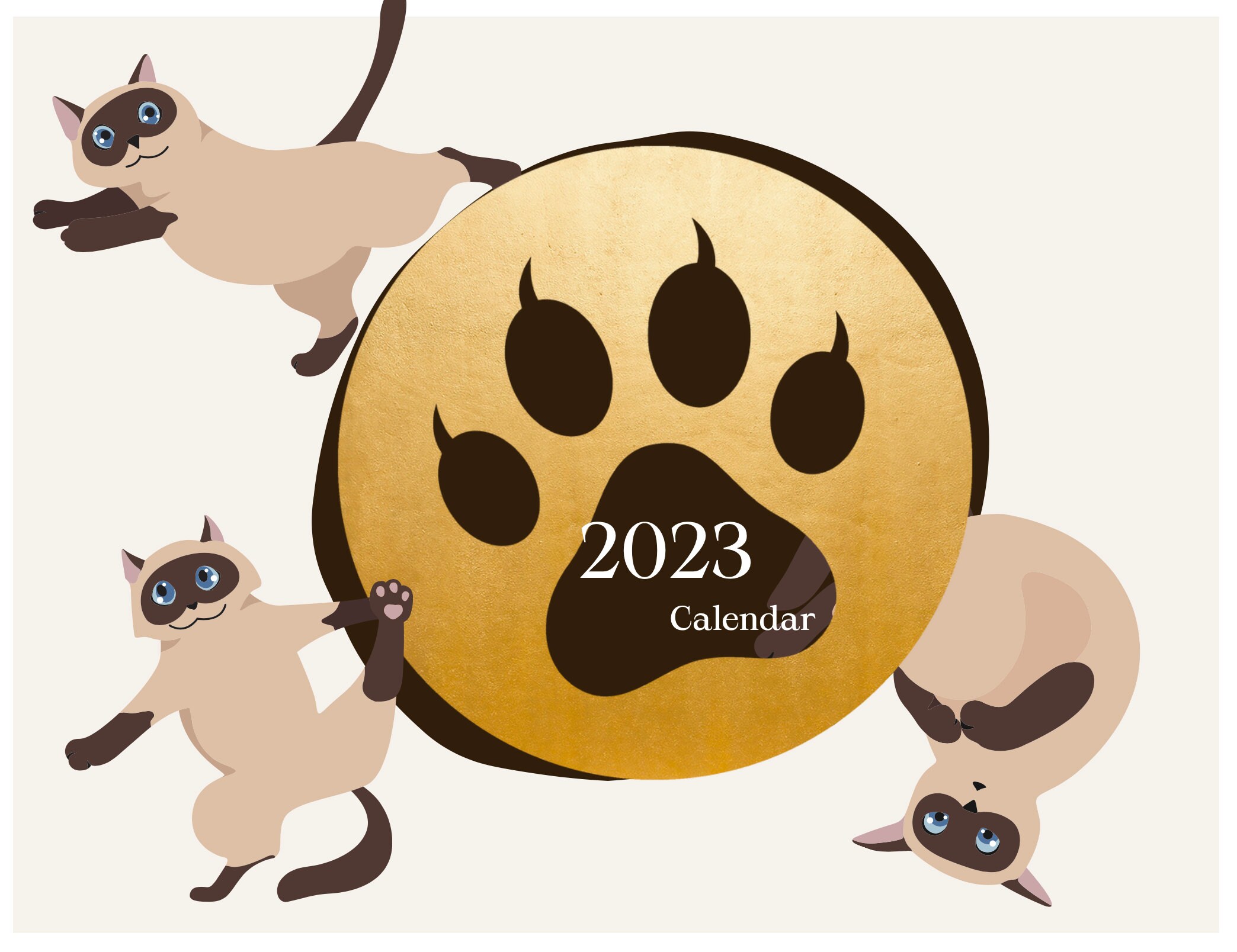 2023 Siamese Cat Calendar Etsy