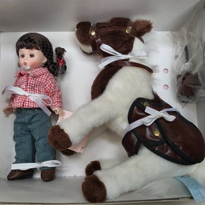 Western Riding Madam Alexander Doll and Horse Original Box Set #37586 Vintage Little Girl&#39;s Dream Toy Horse Doll Unused NRFB Birthday Gift