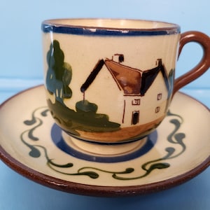 Torquay Footed Cup Vintage English Pottery Earthenware Motto Ware Torquay Mottoware