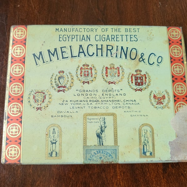 Antique Egyptian M. Melachrino & Co. Flat Cigarettes Tin, National Museum of American History Tin