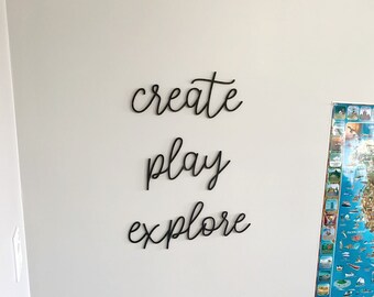 create, play, explore / kids cutout / 3D create, play, explore