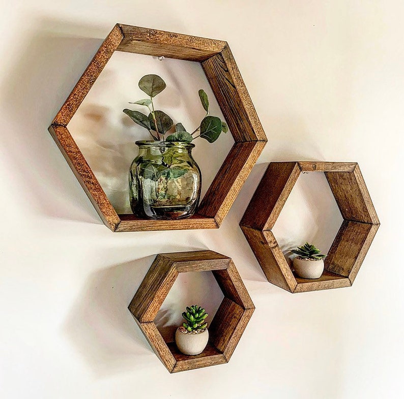 Set of 3 Hexagon Floating Shelves / Floating Shelf / Floating Etsy