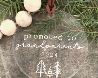 Promoted to grandparents ornament / baby announcement gift / Christmas ornament