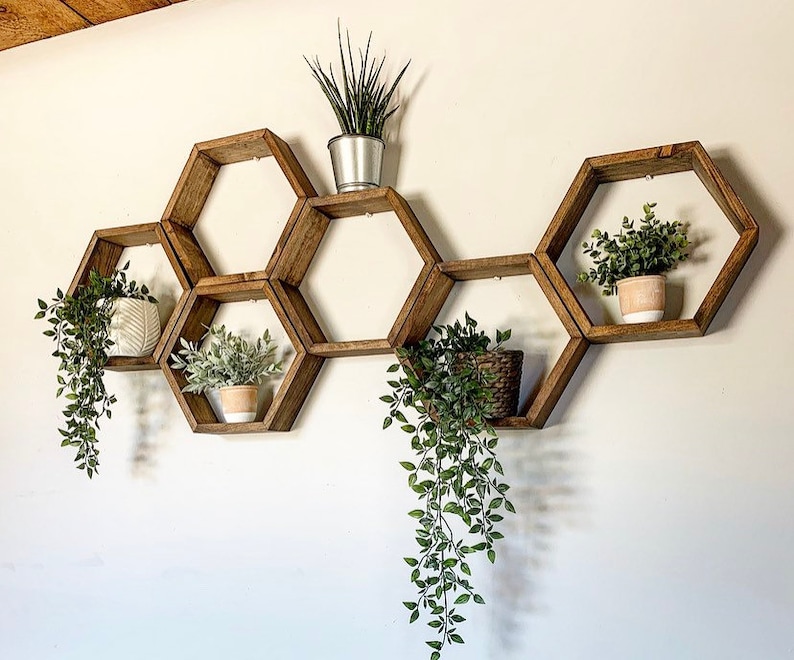 Set of 6 hexagon shelves / shelves / rustic shelves Etsy