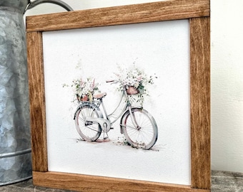 Bicycle and flowers Sign / UV printed sign / Spring sign / water colour sign / watercolour sign