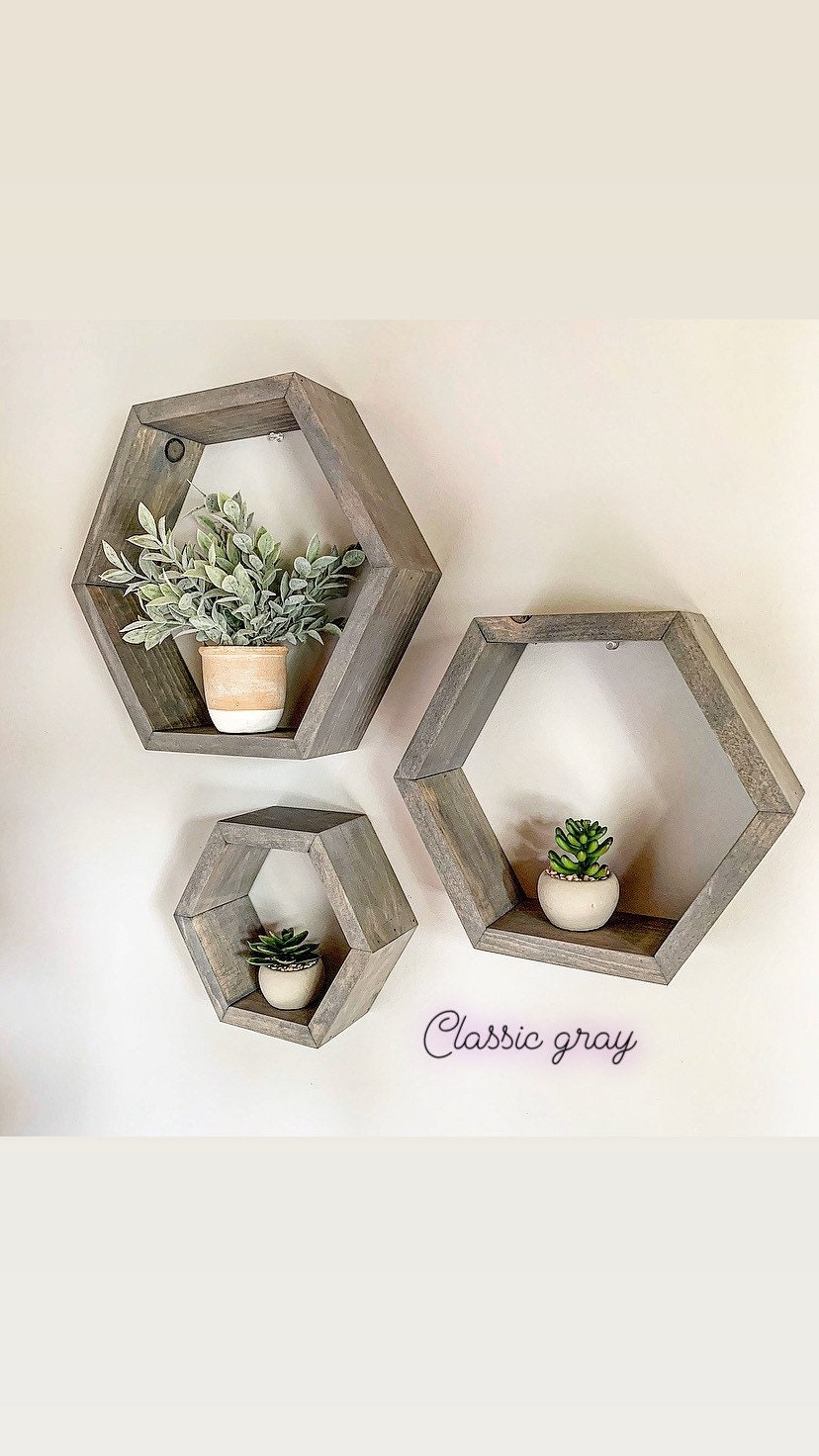 Set of 3 Hexagon Floating Shelves / Floating Shelf / Floating Etsy