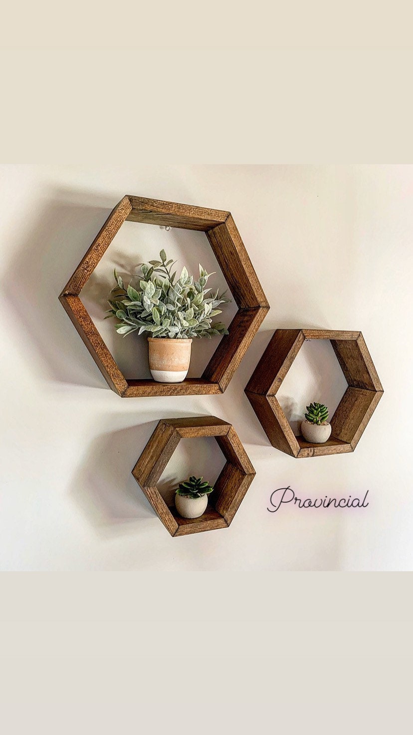 Set of 3 Hexagon Floating Shelves / Floating Shelf / Floating Etsy