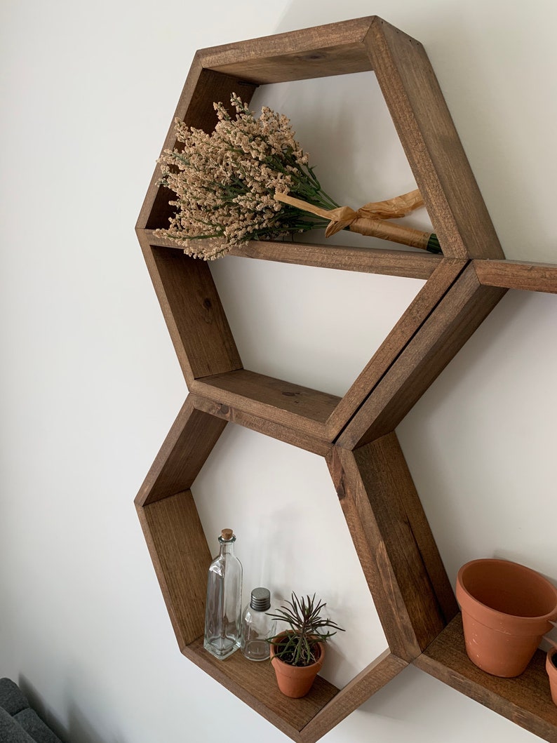 LARGE Hexagon Shelves / Shelves / Rustic Shelves / Etsy