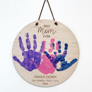Cadeau fête des mères / Panneau fête des mères / Panneau DIY / Panneau DIY fête des Mères. Meilleure maman haut la main / Bricolage pour la fête des mères / Panneau empreinte de main