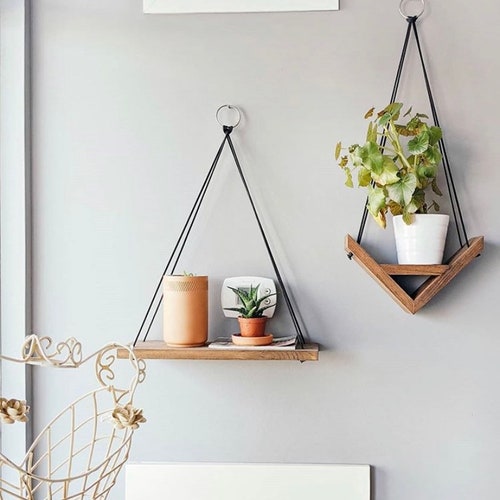 2 Pack of Rope Hanging Shelves / Succulent Shelves / Rope - Etsy
