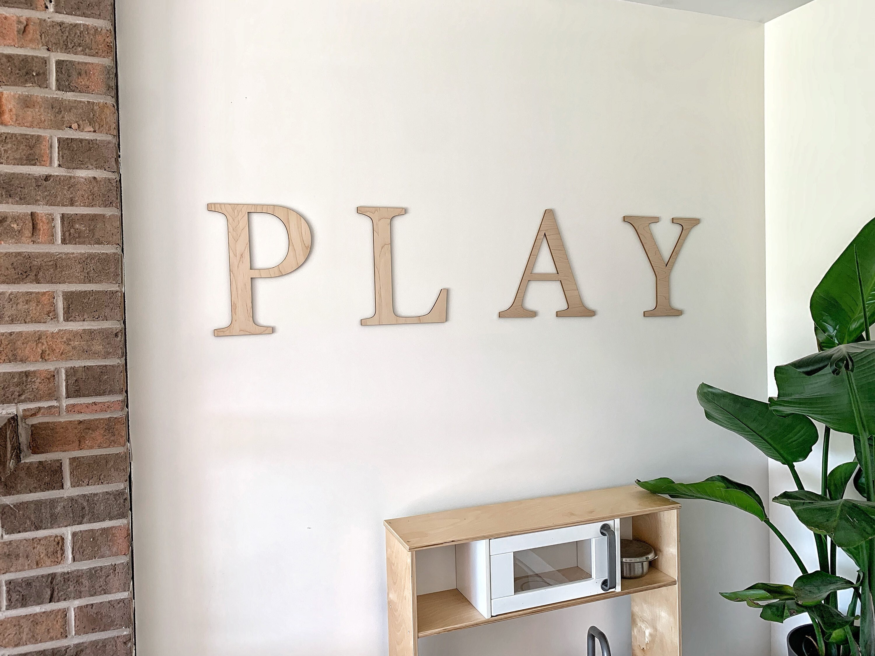 PLAY 3D wall cutout / kids playroom play sign / wooden wall decor / wall cutout