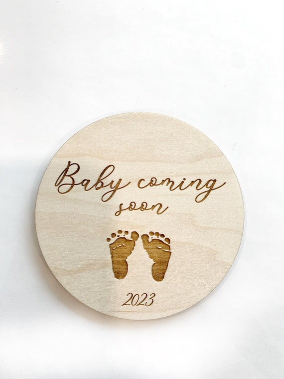 Timber baby announcement disc. Timber baby announcement disc.