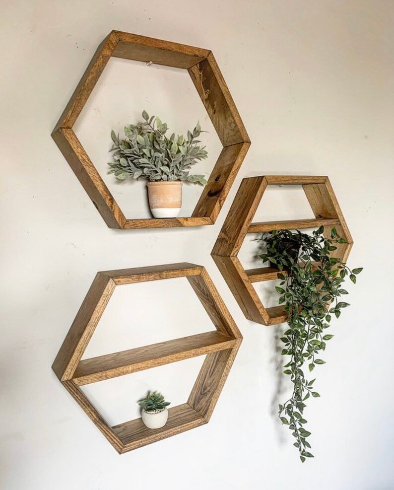 Set of 3 LARGE Hexagon Shelves / Shelves / Rustic Etsy Canada