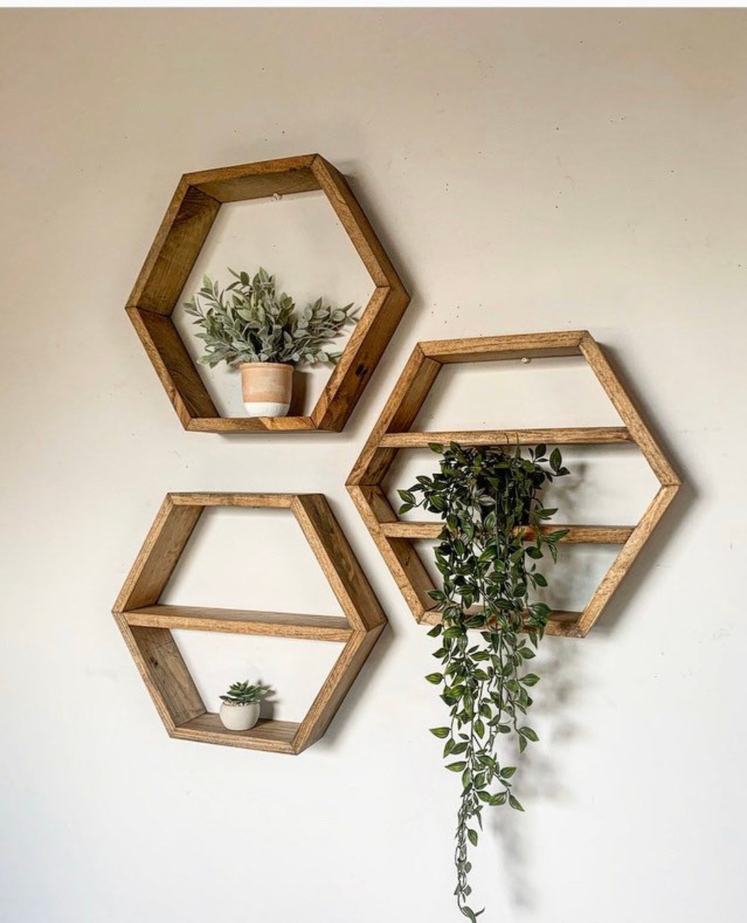 Set of 3 LARGE Hexagon Shelves / Shelves / Rustic Shelves