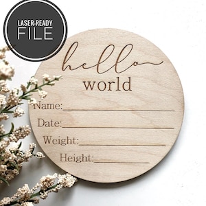 File laser SVG, disco bambino svg, disco bambino, disco Hello World, disco informativo bambino