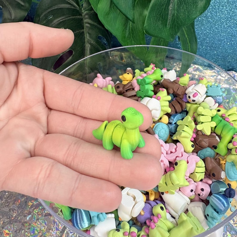 Bulk Mini 3D Printed Flexi Animals – Assorted Colors & Creatures | Easter Egg Fillers, Party Favors, Sensory Toys image 1
