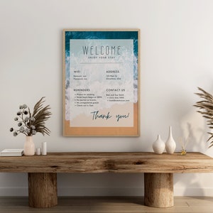 Beach House Welcome Sign: Airbnb Guest Info (Digital Download)