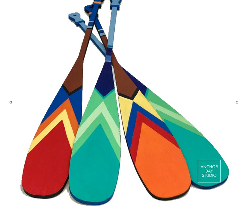 Painted Wooden Oars Nautical Wood Paddles Image 0