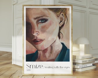 Póster retro de chica de moda/ Look de chica de ojos azules/ Póster retro chic vintage/Impresión de arte de moda/Impresión de cita de Smize/Arte de pared de Smize /