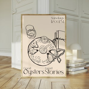 Austern Poster / Austern Poster / Retro Getränke Poster / Fisch Poster / Bar Warenkorb Dekor / Austern Geschenk / Food Lover Geschenk / Foodies Poster