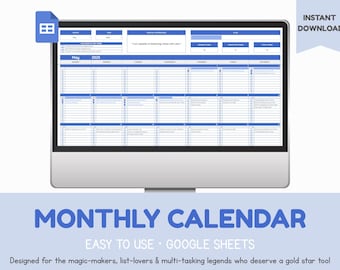 Google Sheets Monthly Calendar Template 2025-2030