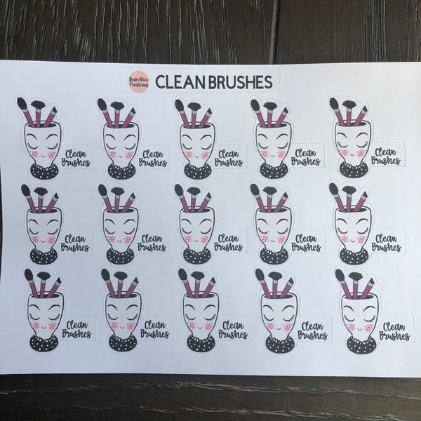 Clean brushes planner stickers