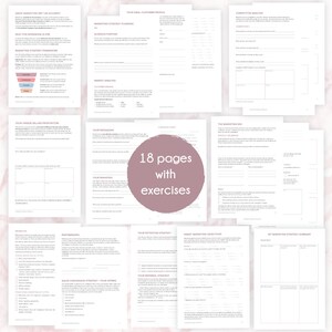 Puede incluir: Un cuaderno de marketing rosa y blanco con 18 p&aacute;ginas de ejercicios. El cuaderno incluye secciones sobre planificaci&oacute;n de la estrategia de marketing, an&aacute;lisis de mercado, an&aacute;lisis de la competencia, la mezcla de marketing, su propuesta de venta &uacute;nica, su mensaje, su marca, estrategia de conversi&oacute;n de ventas, sus ofertas, su estrategia de retenci&oacute;n, objetivos de marketing inteligentes, su estrategia de recomendaci&oacute;n y el resumen de mi estrategia de marketing.