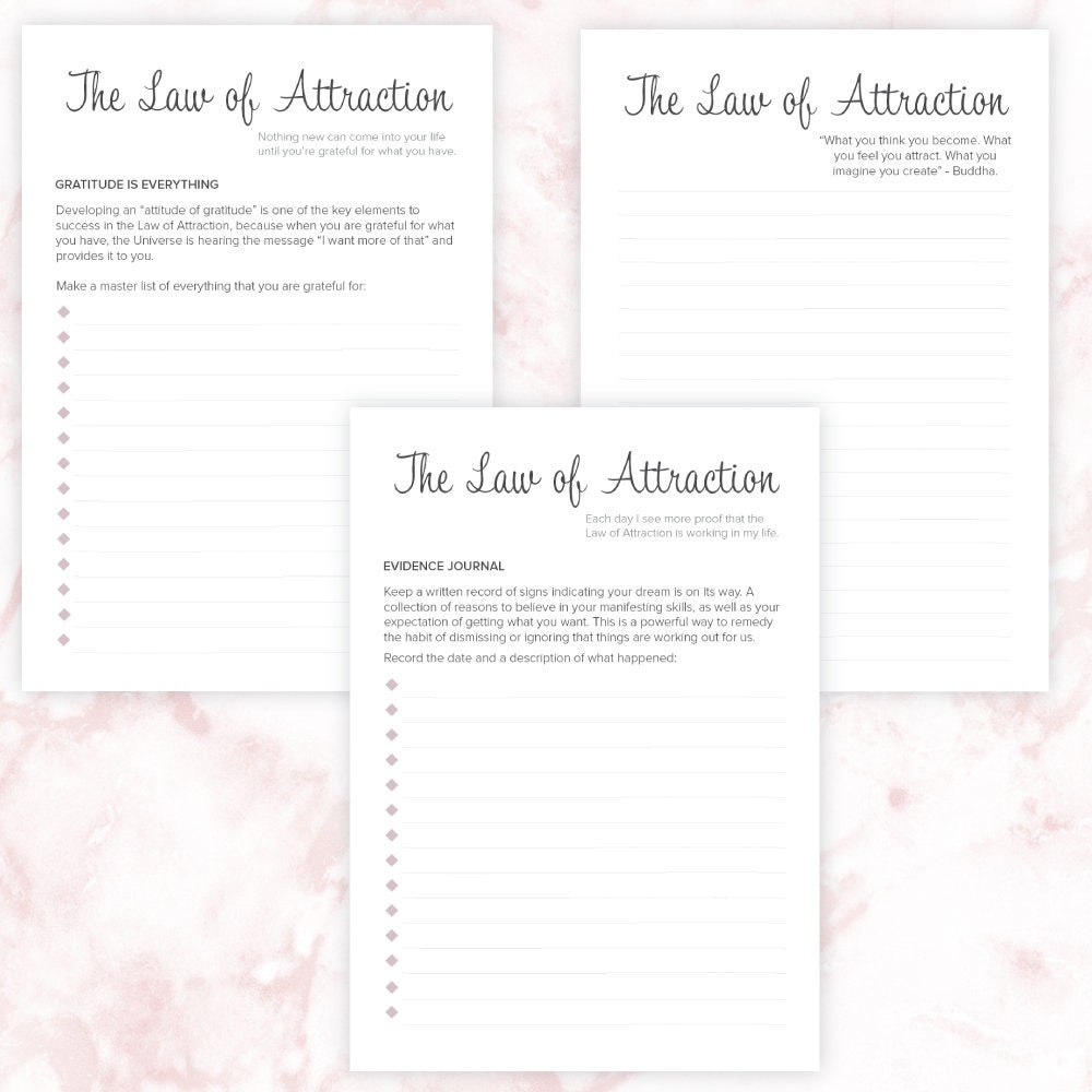 The Law of Attraction Workbook Printable Letter A4 PDF Printable - Etsy