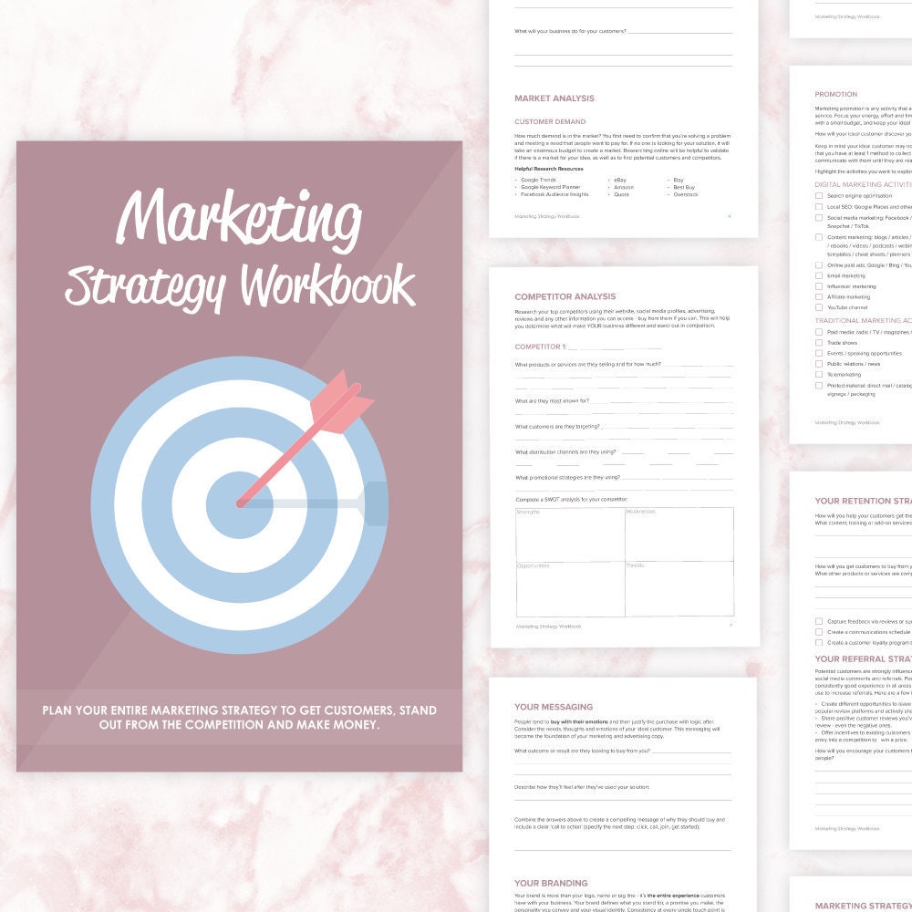 Marketing Strategy Workbook | Marketing Strategy Template | Printable ...