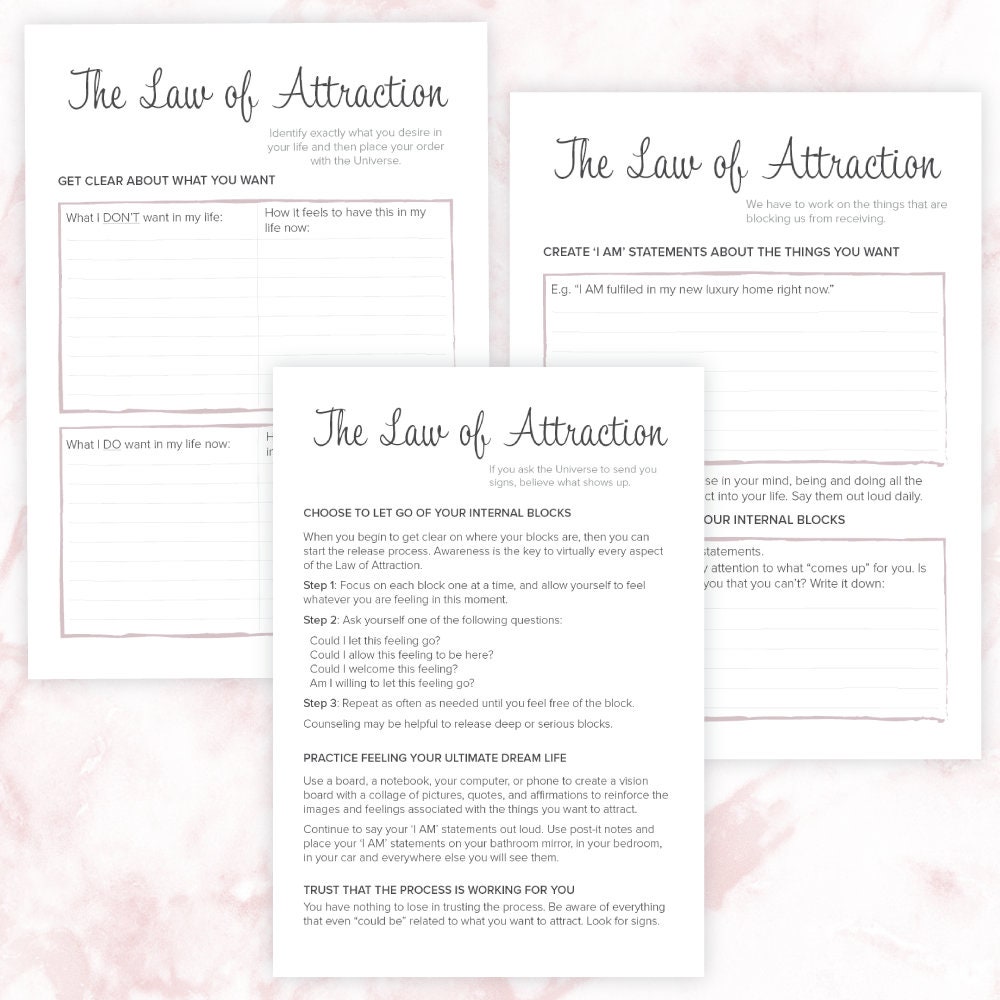 The Law of Attraction Workbook Printable Letter A4 PDF | Etsy