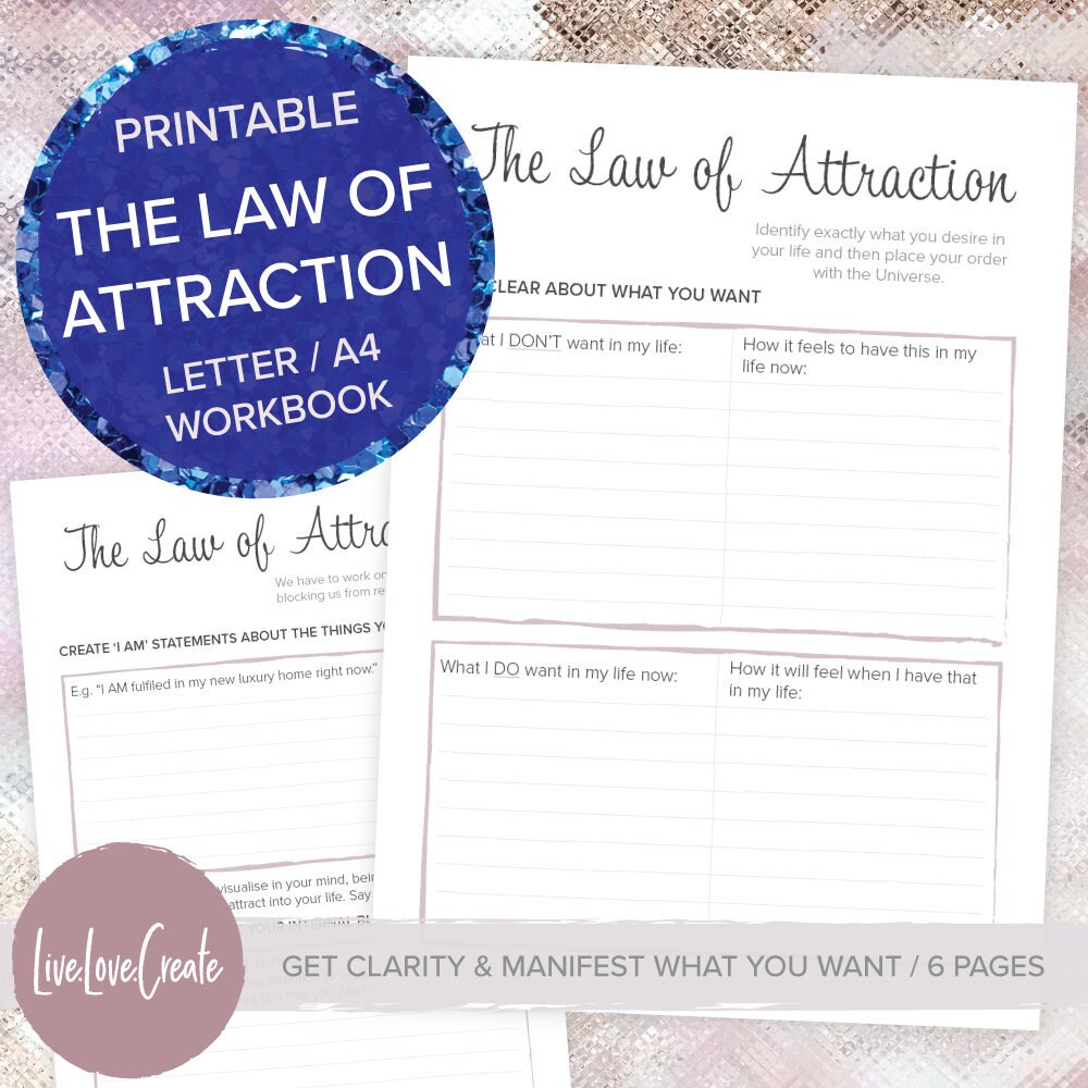 The Law of Attraction Workbook Printable Letter A4 PDF Printable - Etsy ...