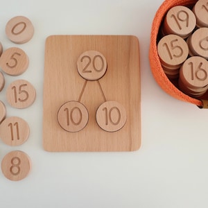 Wooden Number Bond Board: Math Discs, Preschool Learning (43pcs)