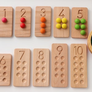 Montessori counting boards 1-10 / Wooden Counting Tiles / Wooden number counting boards image 3