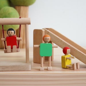 Wooden Swing and Slide Playset/ Wooden Playground Playset / Playset / Waldorf Toys / wooden dolls / wooden swing slide