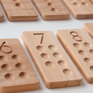 Montessori counting boards 1-10 / Wooden Counting Tiles / Wooden number counting boards image 4