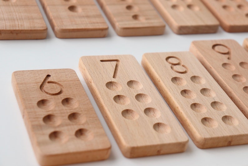 Montessori counting boards 1-10 / Wooden Counting Tiles / Wooden number counting boards image 4