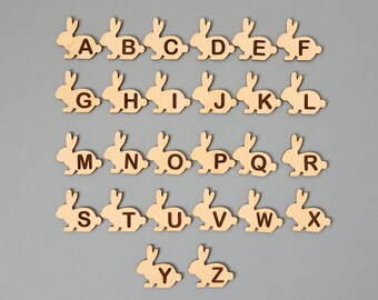 Wooden Bunny Alphabet letters | Wooden bunny letters | Uppercase alphabet