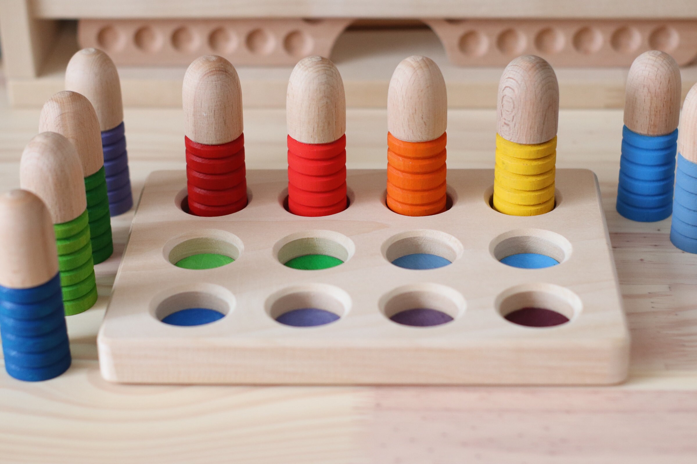 Color Peg Sort Color Sorting Board With 12 Peg Dolls - Etsy