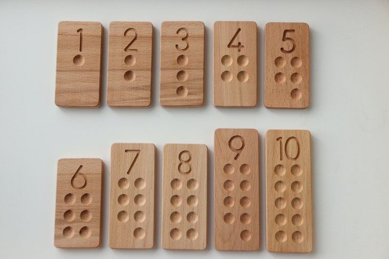 Montessori counting boards 1-10 / Wooden Counting Tiles / Wooden number counting boards image 6