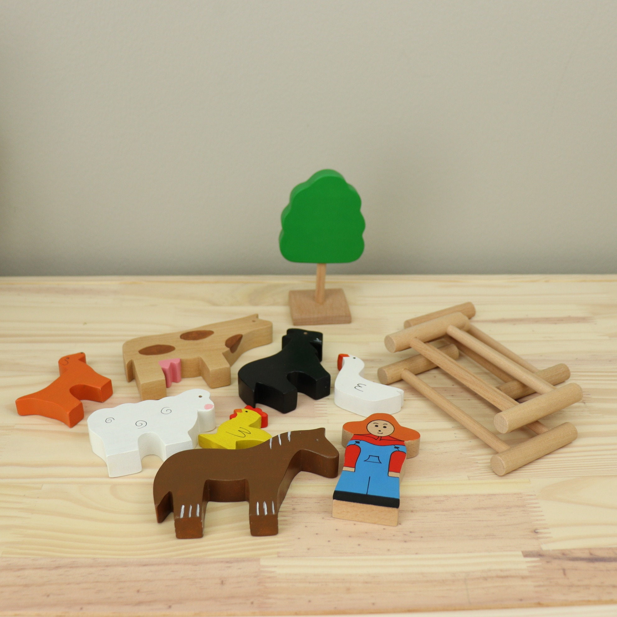 Large Wooden Farm Play set / Farm Animals / Farm Playset Etsy
