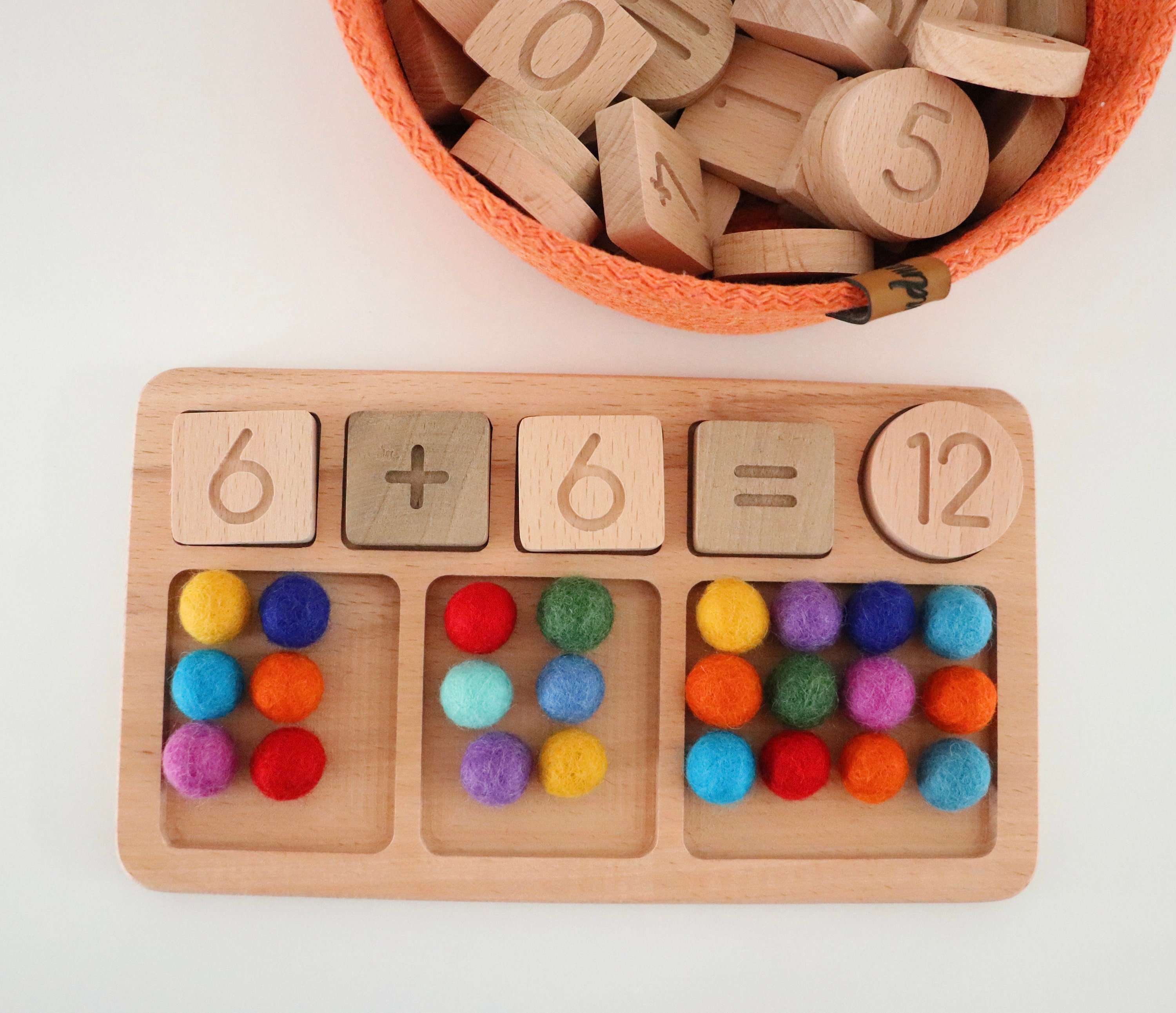 Wooden Math Board With Number Cards Set(48 Pcs), Wooden Addition and ...