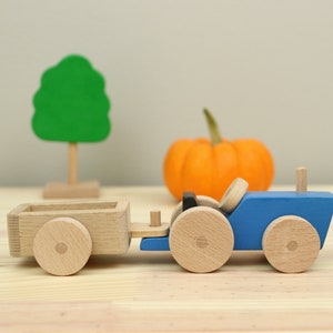 Handcrafted Wooden Tractor: Beech Wood Toy