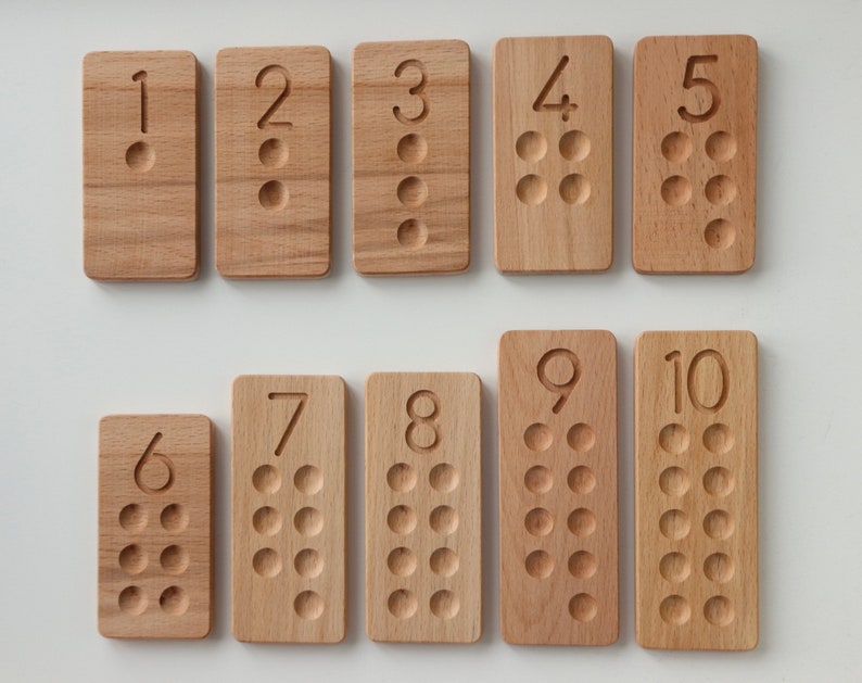 Montessori counting boards 1-10 / Wooden Counting Tiles / Wooden number counting boards Boards Only (1-10)