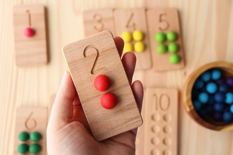 Montessori counting boards 1-10 / Wooden Counting Tiles / Wooden number counting boards image 7